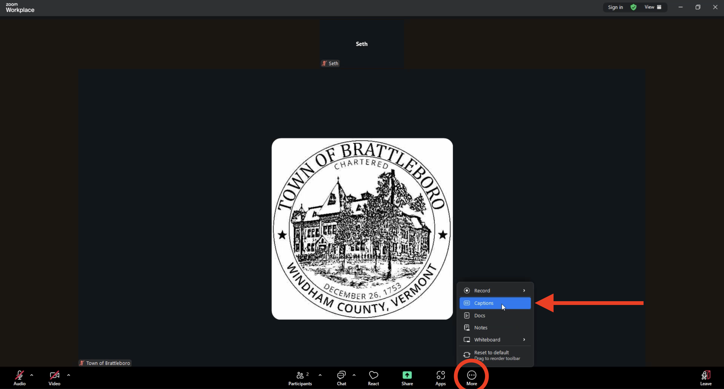 A screenshot of Zoom as it appears on a desktop computer.