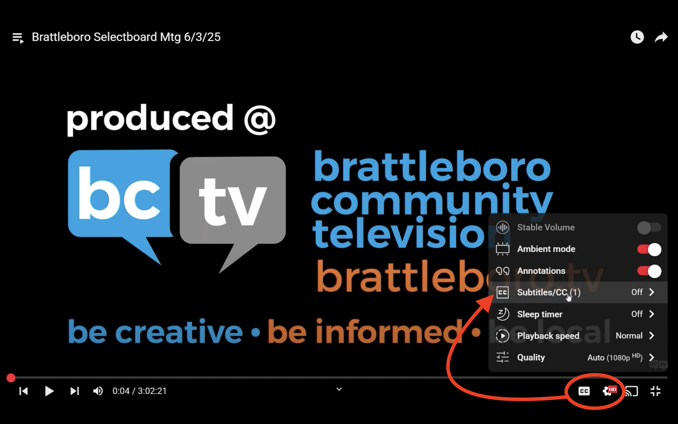 A screenshot of YouTube's subtitle options as they appear on a desktop computer.