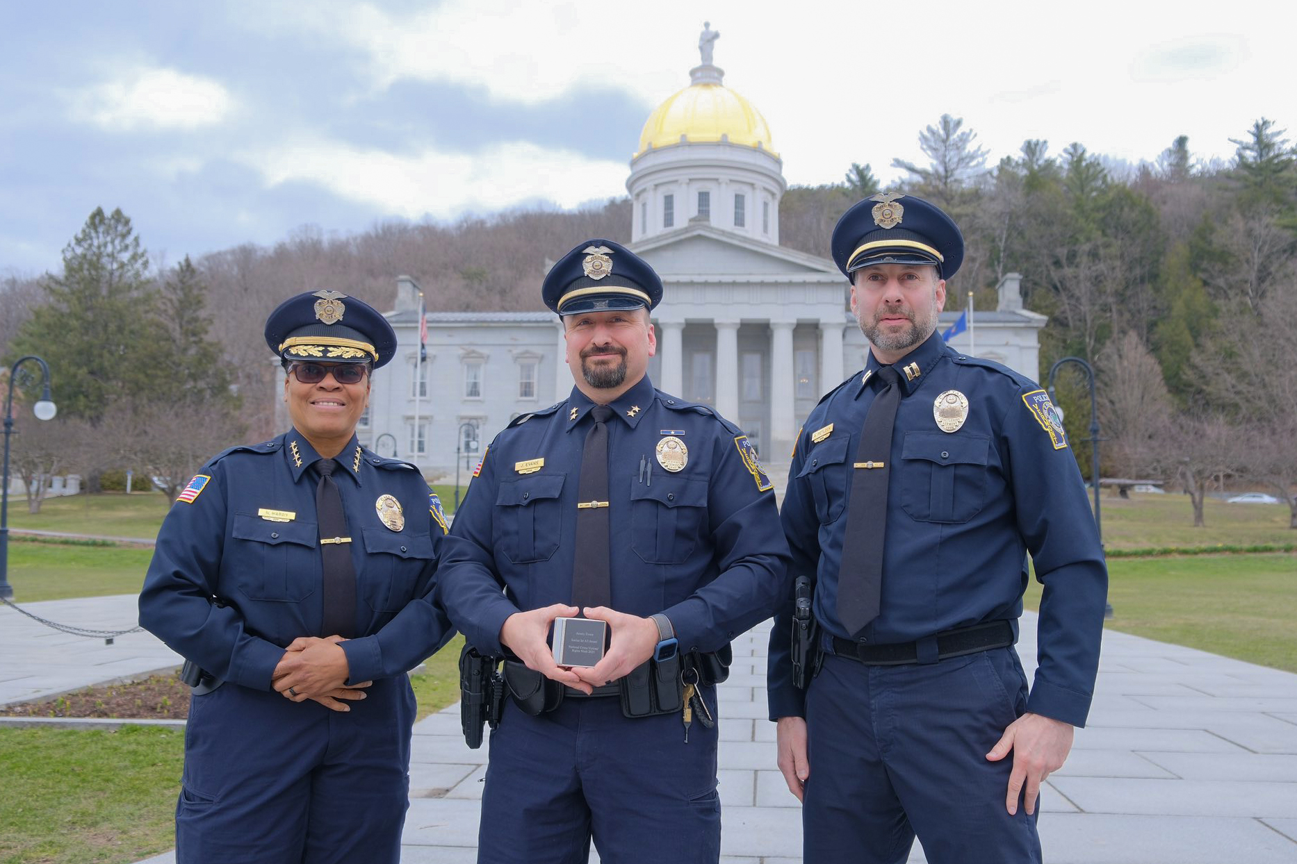 A photo of Norma Hardy, Jeremy Evans, and Adam Petlock in Montpelier, Vermont.