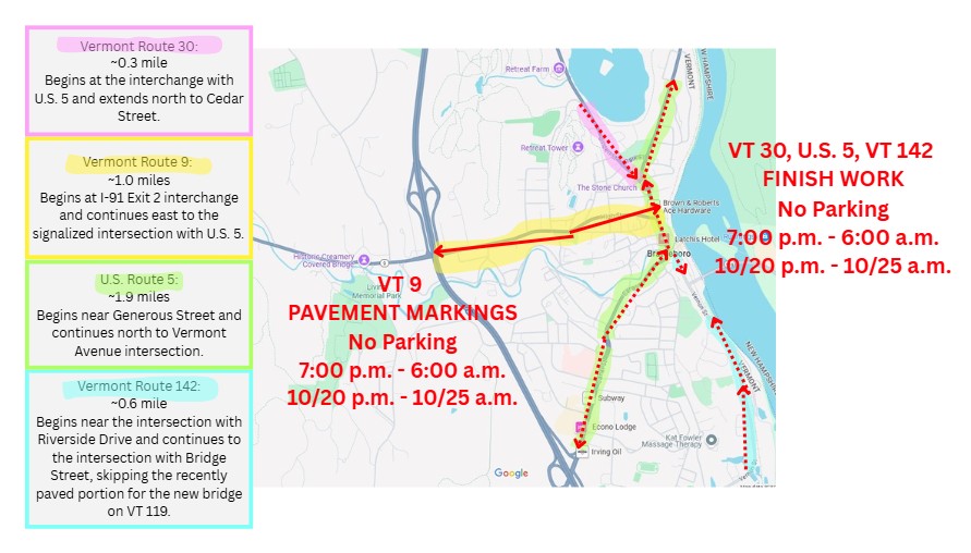 A map of how parking will be impacted by the paving project during the week of October 20, 2025.