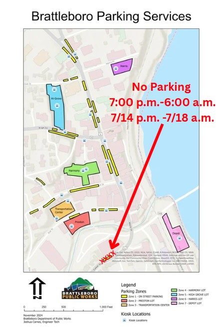 A map of how Canal Street parking will be affected during the paving project.