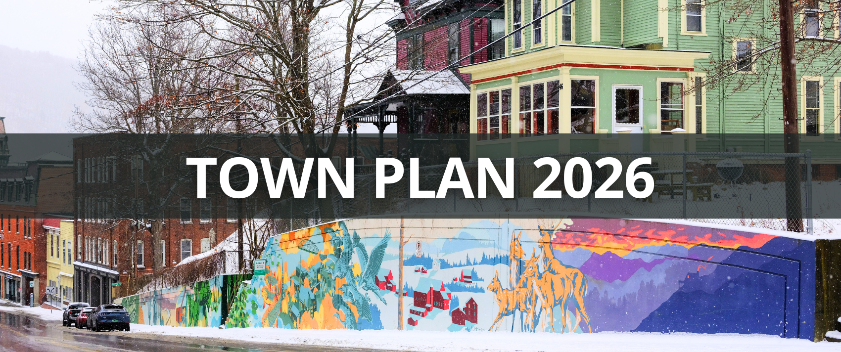 A banner link to the project page for the 2026 edition of the Town Plan.